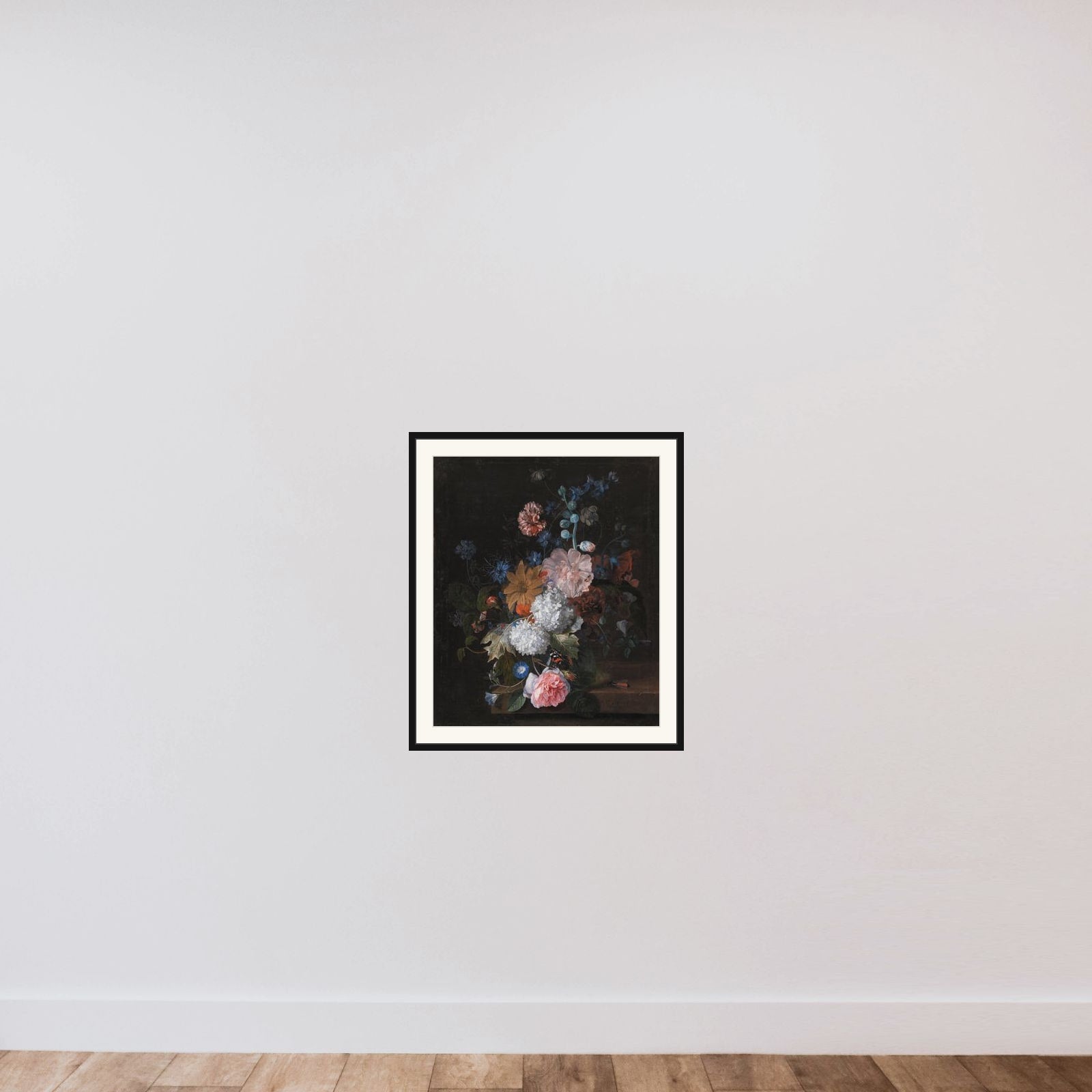 Blomster framed — shown to scale