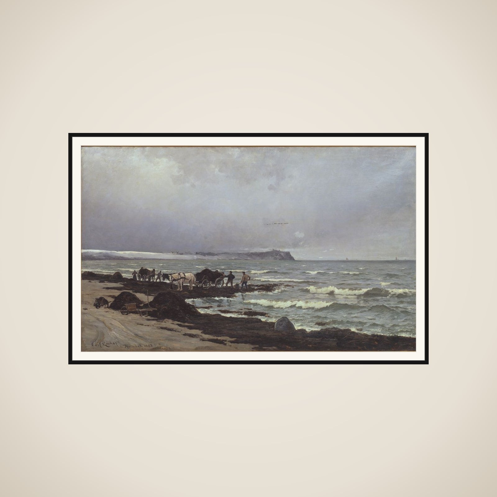 Der læsses tang ved Hornbæk Strand framed