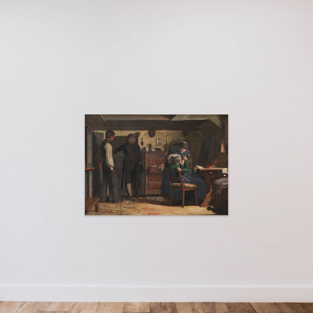 Landsbysnedkeren bringer kisten til det døde barn unframed — shown to scale