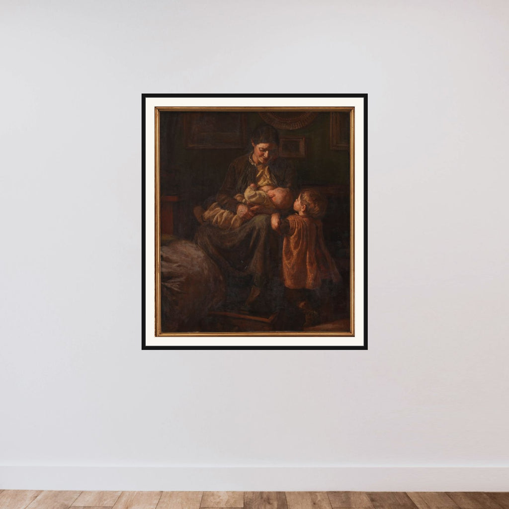 Kunstnerens hustru med to børn framed — shown to scale