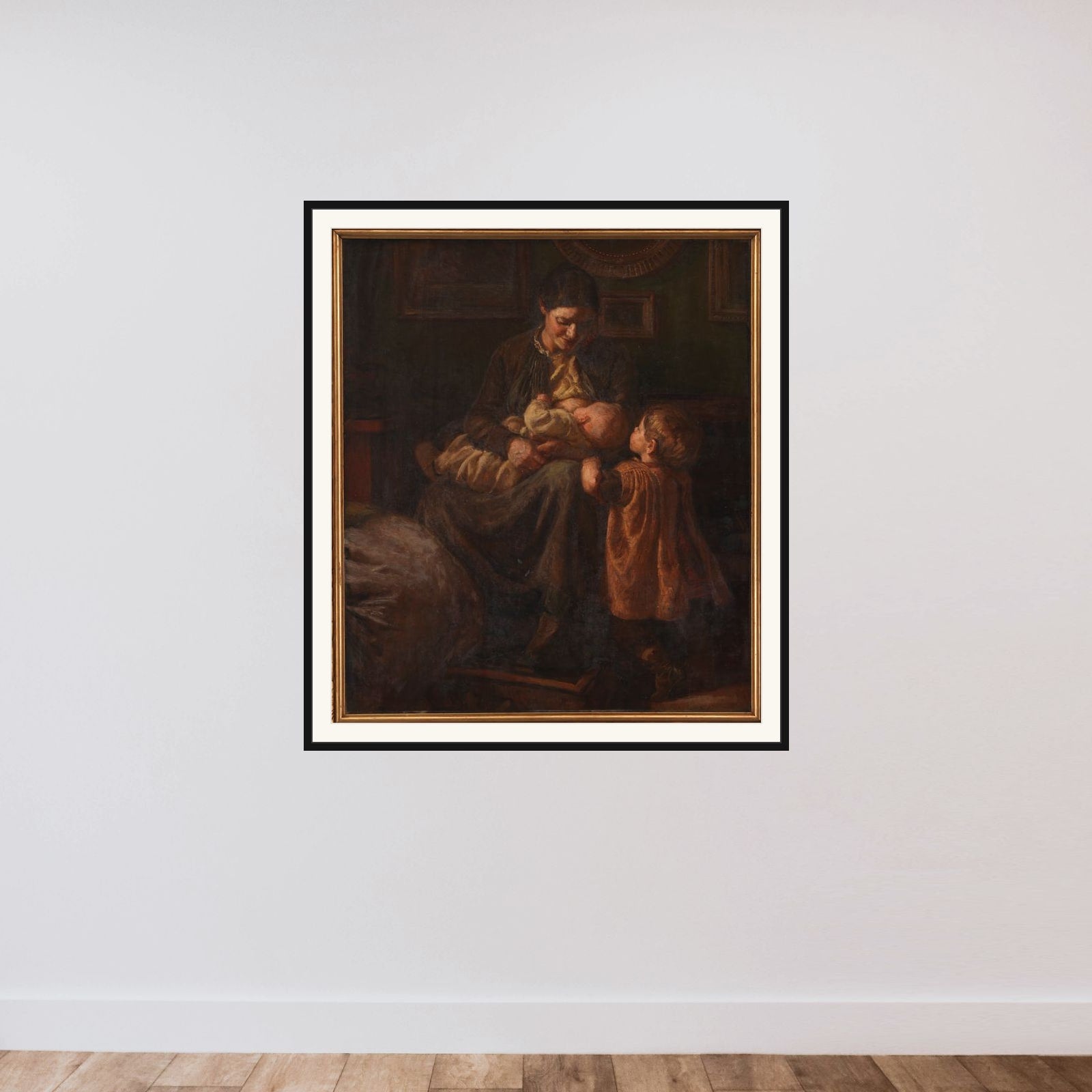 Kunstnerens hustru med to børn framed — shown to scale