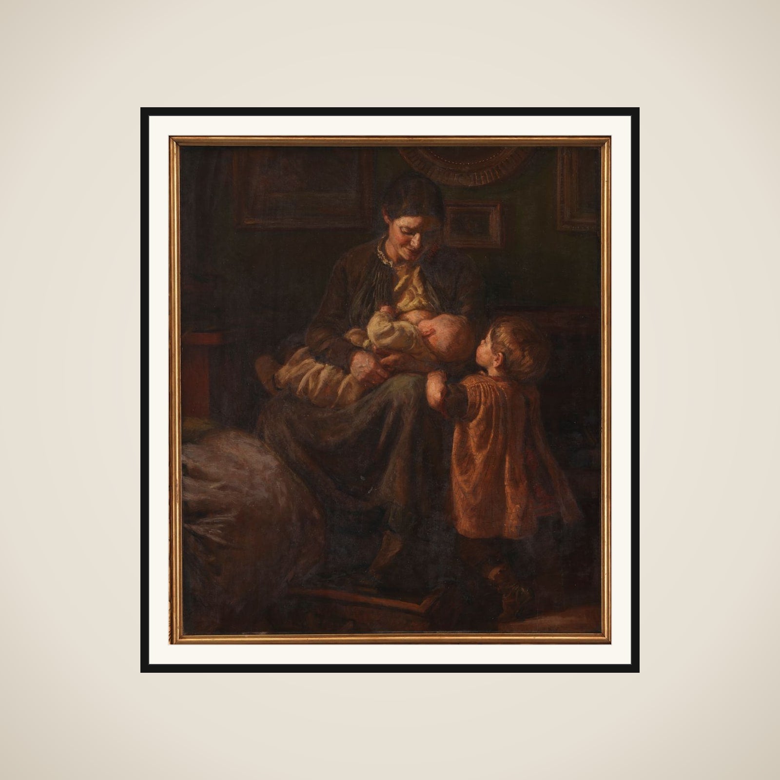 Kunstnerens hustru med to børn framed