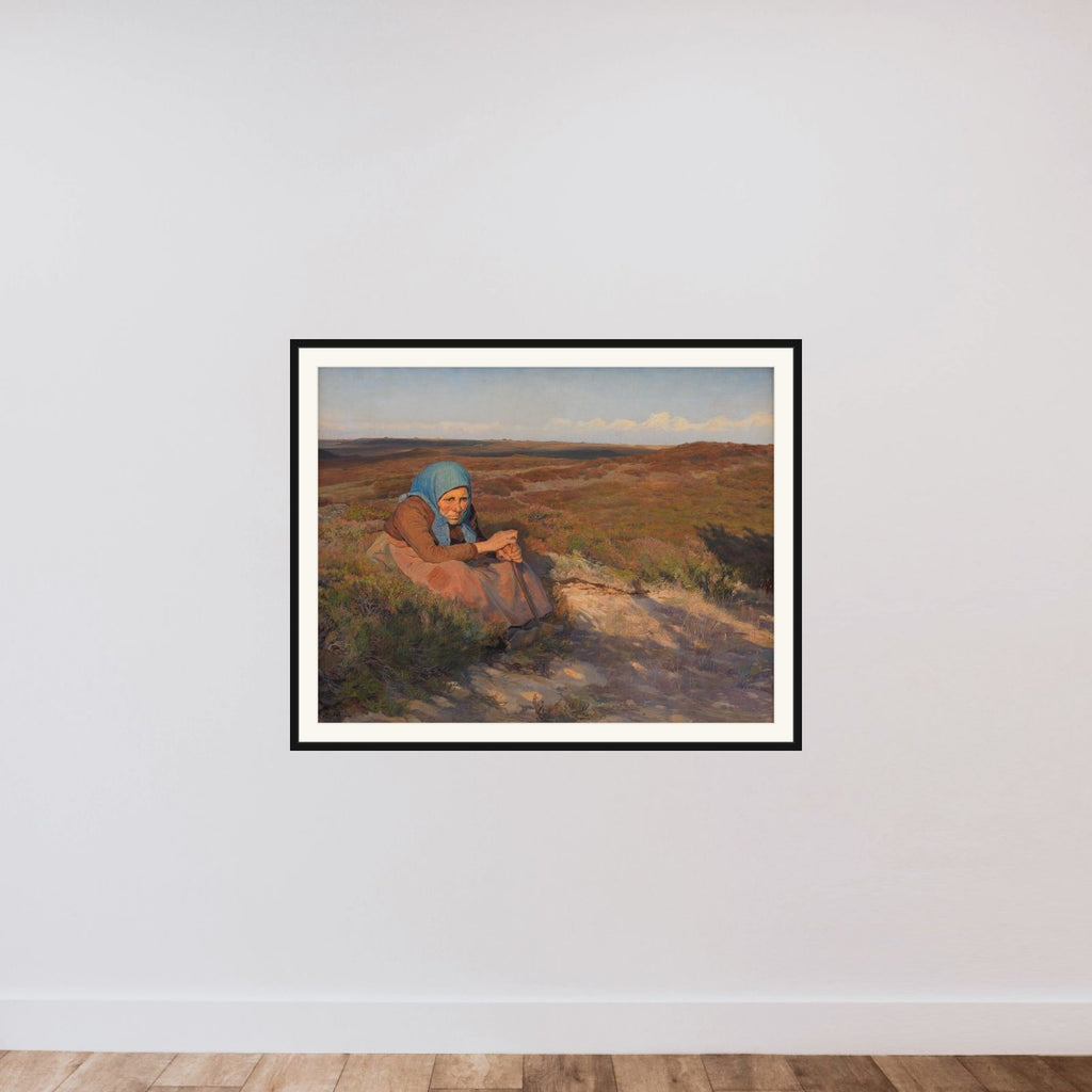 En gammel kone "Bette Dorte" på heden framed — shown to scale