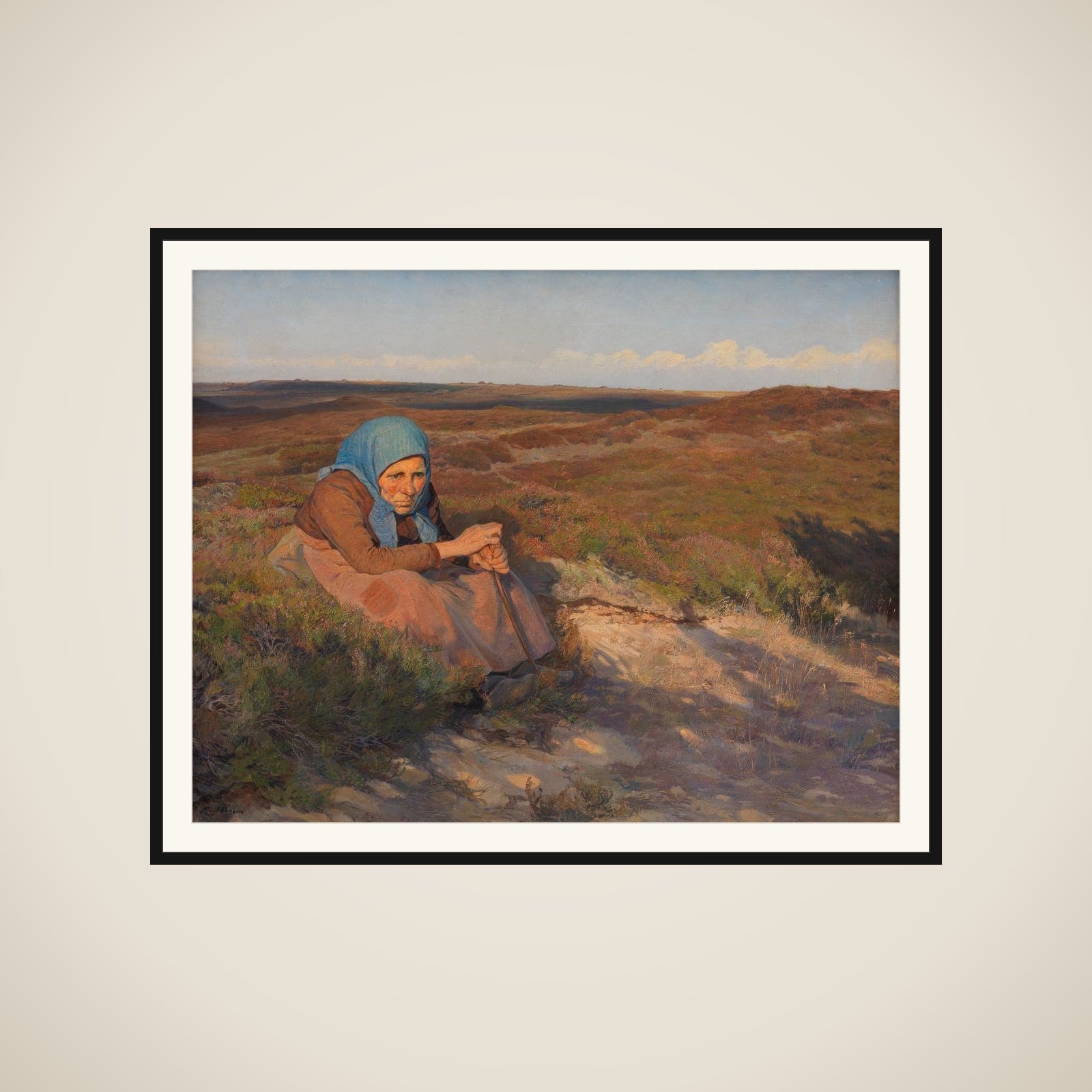 En gammel kone "Bette Dorte" på heden framed