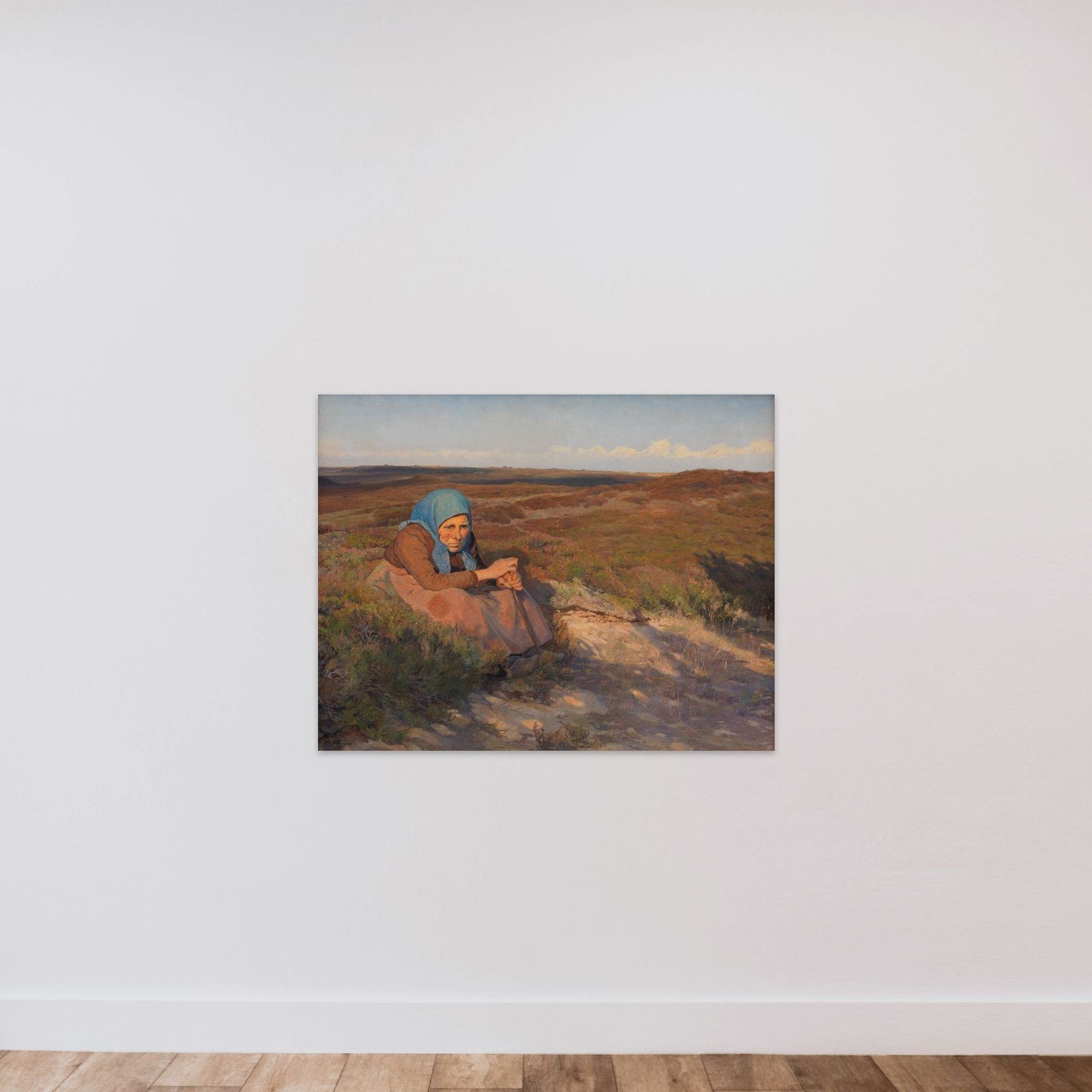 En gammel kone "Bette Dorte" på heden unframed — shown to scale