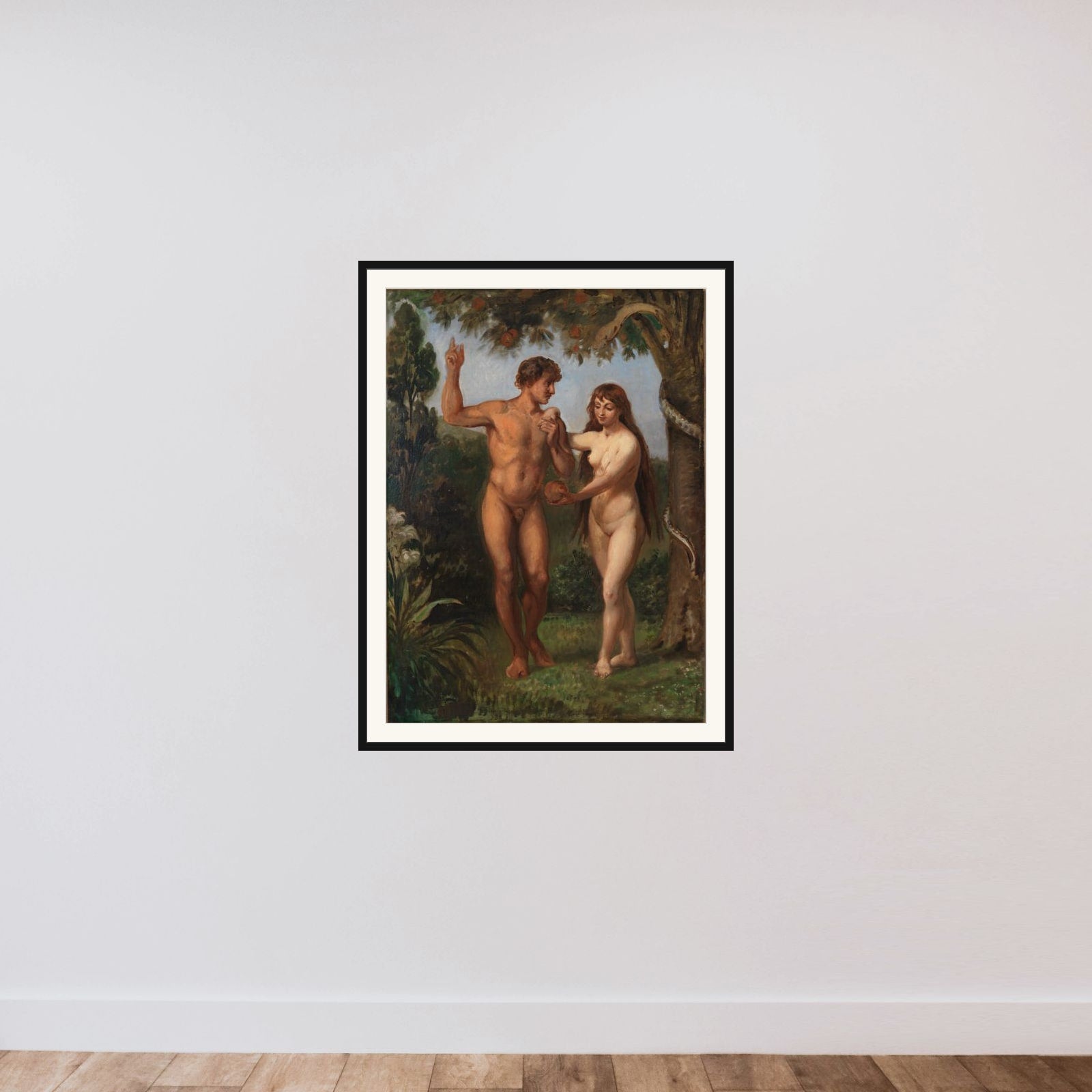Eva frister Adam framed — shown to scale