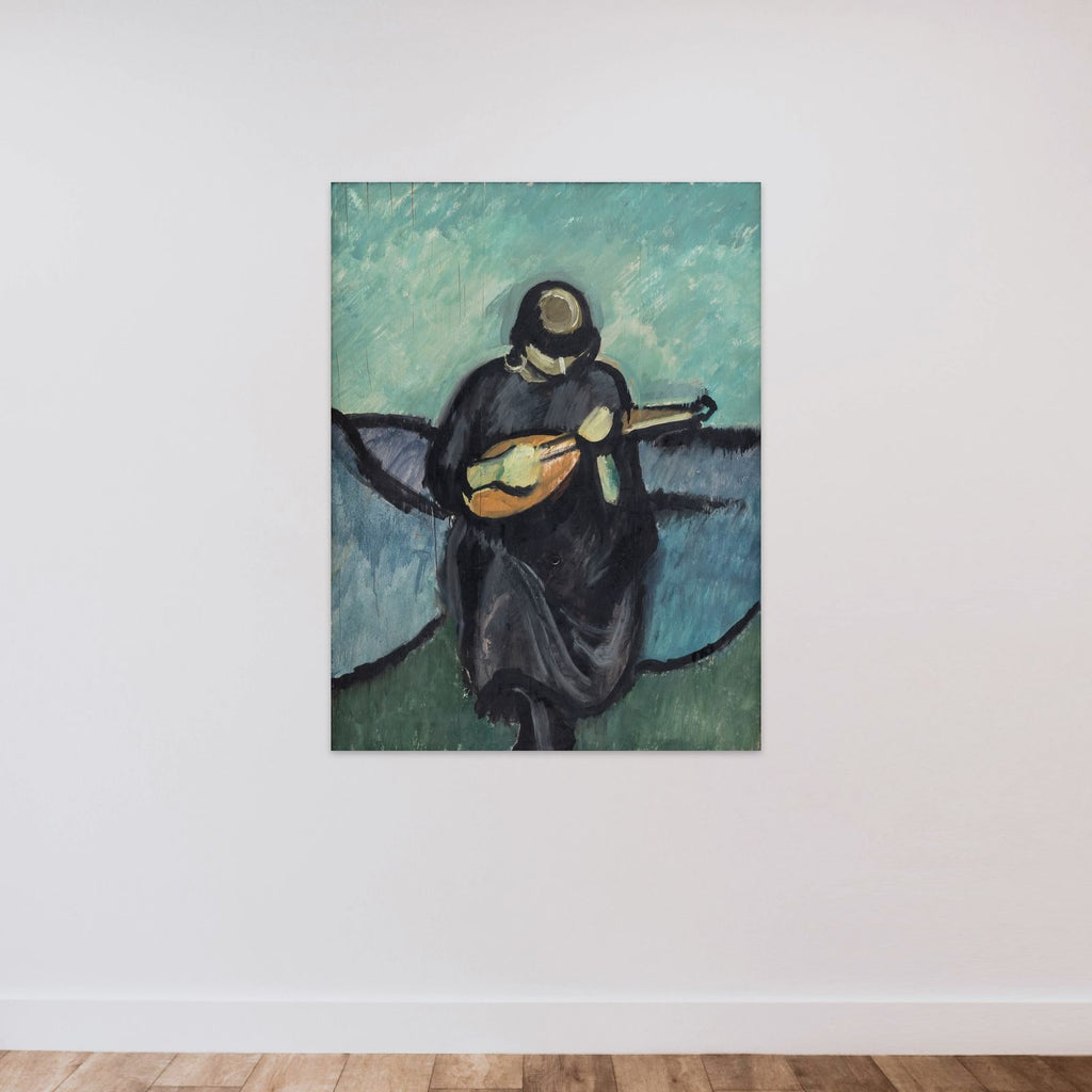 Mandolinspillerske unframed — shown to scale