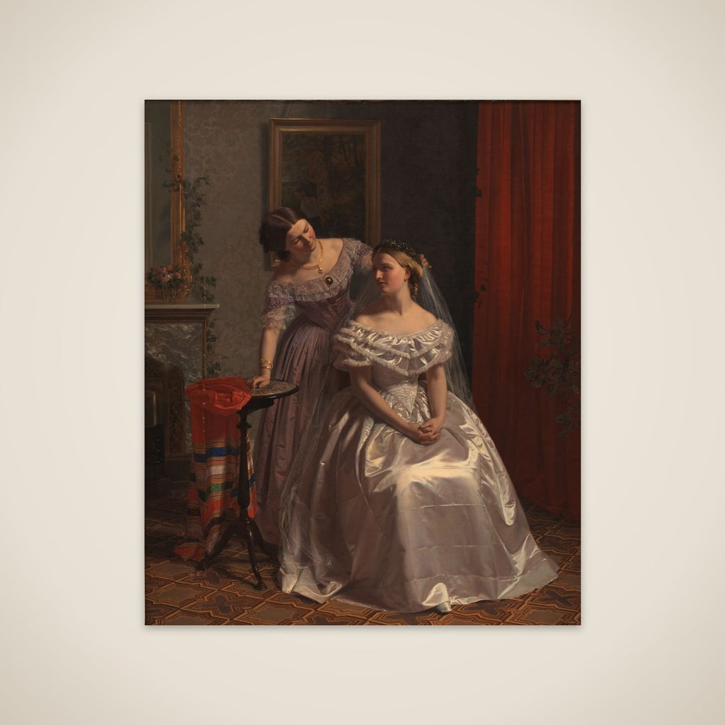 Bruden smykkes af sin veninde unframed print