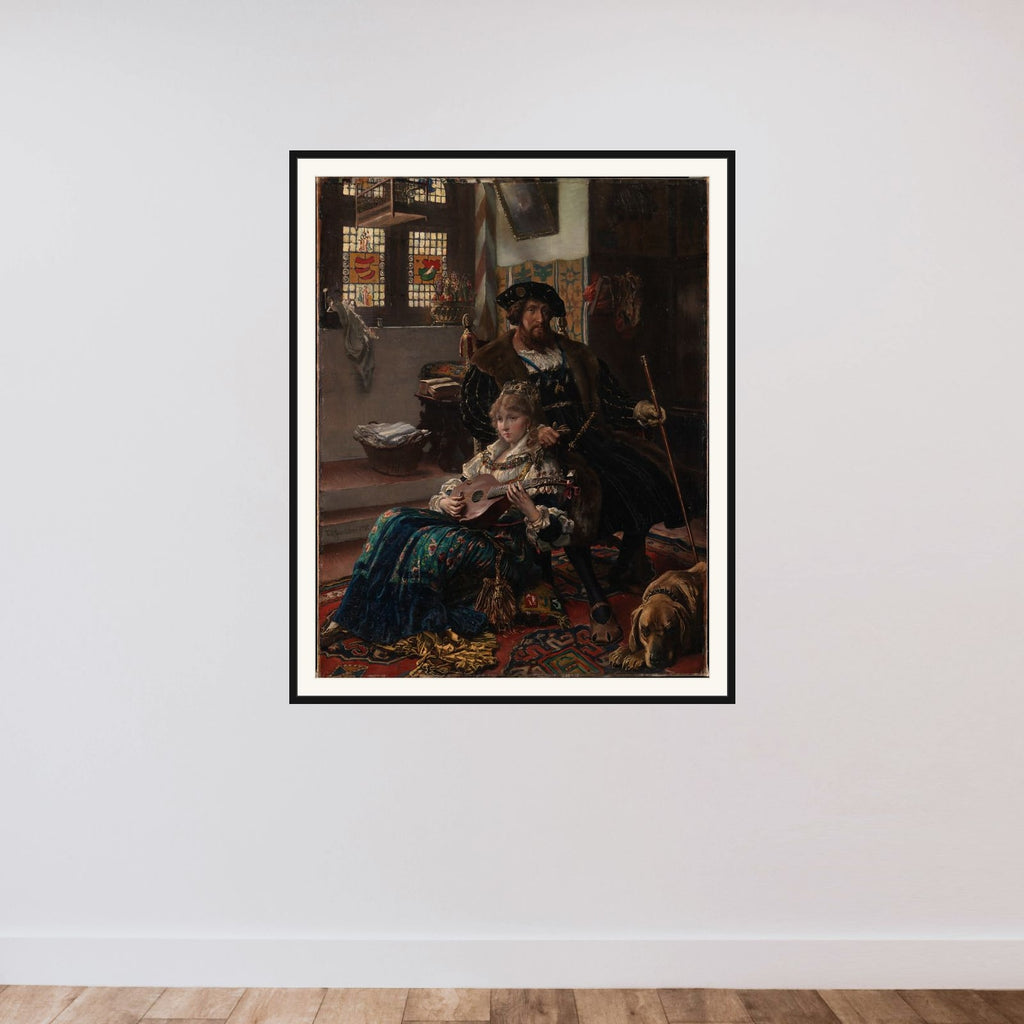 Christian II og Dyveke framed — shown to scale