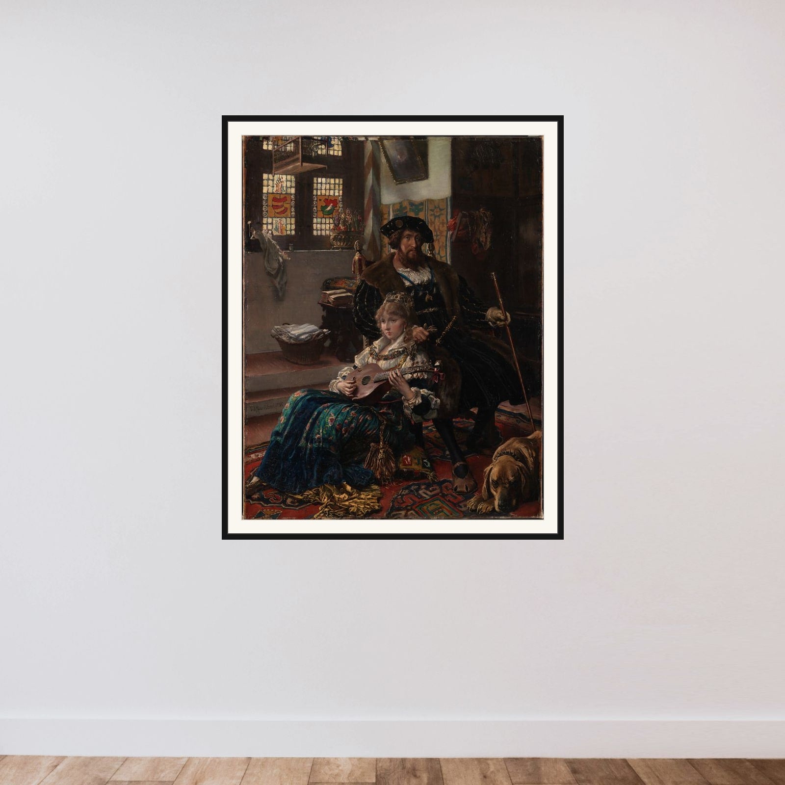 Christian II og Dyveke framed — shown to scale