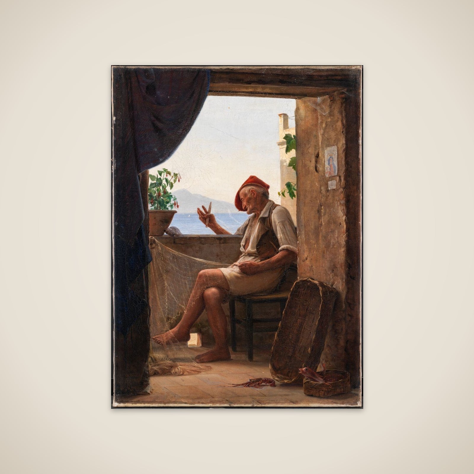 En fisker på en loggia unframed print