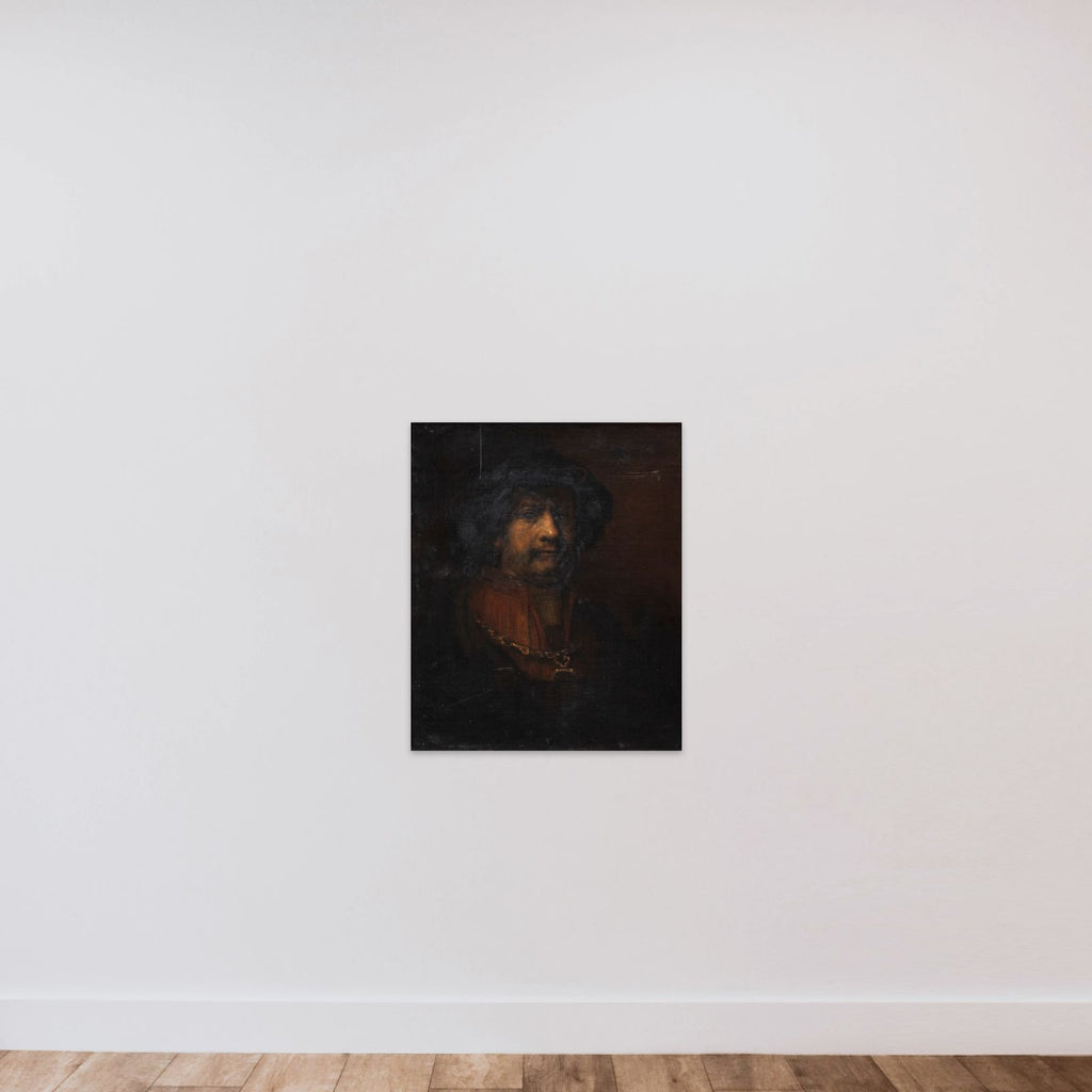 Portræt af Rembrandt unframed — shown to scale